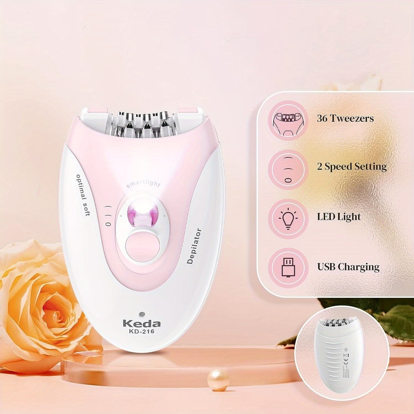 USB Charging Hair Removal Device | Women'S Intelligent Electric Hair Remover with Stainless Steel Blade, Portable, Rechargeable Nickel Battery, Capacity