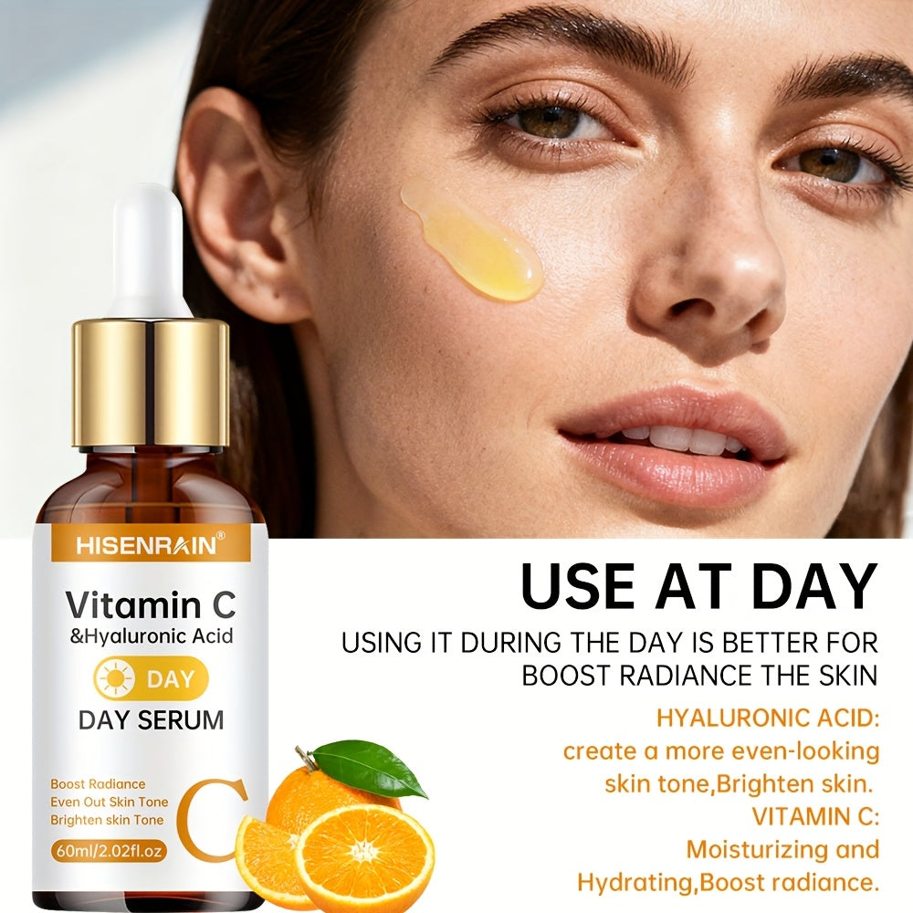 3 PCS Set All Day & Night Serum Set with Vitamin C + Retinol + Hyaluronic Acid (Contains Collagen + Peptides + Various Vegetable Oil Extracts) -Brightens Light Beige, Firms Skin, Controls Oil & Moisturizes, Deeply Hydrates. D