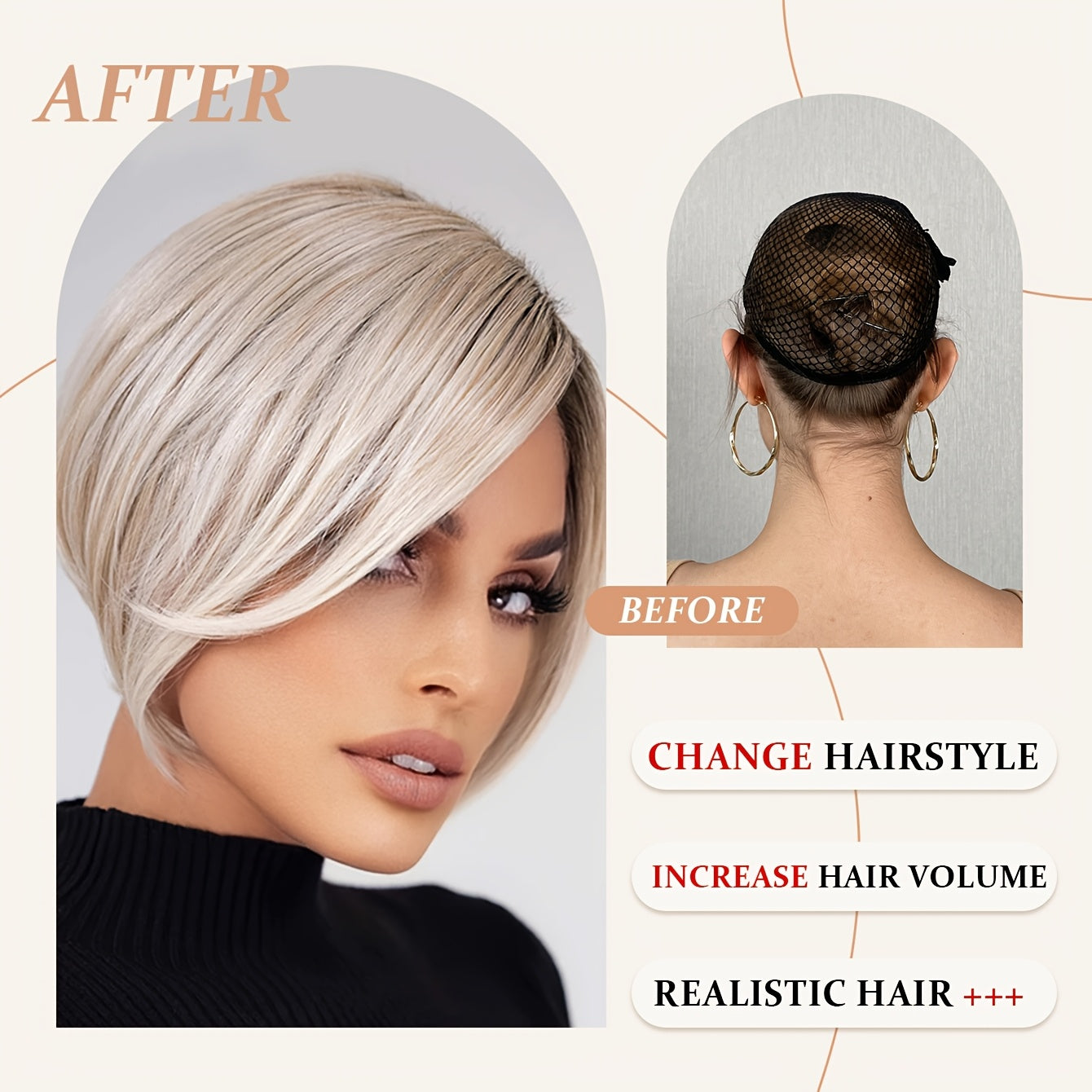 Bob Wigs with Bangs, Straight Hair Shot Wigs, Heat Resistant Fiber Synthetic Wigs for Women Daily Use, 30.48 cm, Unisex-adult, Rose Net Cap, 100% Density, High Temperature Fiber