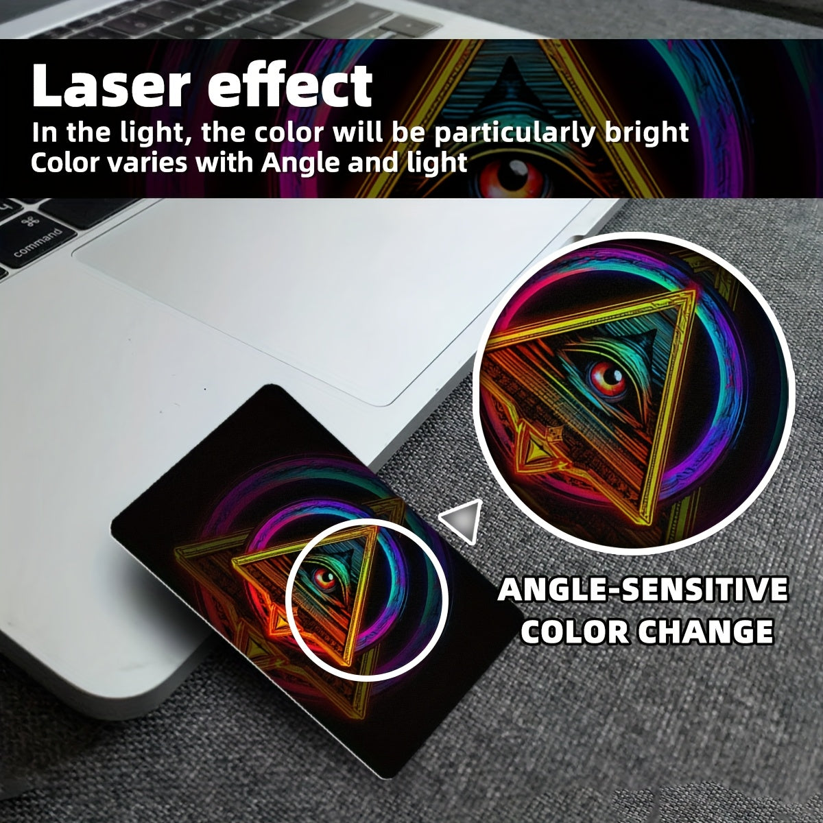 2 PCS Set Illuminati Bank Credit Card Light Beige Stickers, Suitable for Bank Cards - Laser Scratch-Resistant Protective Case with Mysterious Dark Angel's Eye Pattern, Suitable for Debit/Credit Cards (Set)