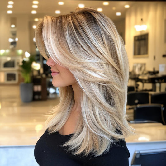 40.64cm Women's Natural Gradient Blonde to Golden Ombre Wig - Straight Hairstyle with Middle Part, Synthetic Hair for Everyday, Parties, Dates, Special Events - Easy Maintenance & Secure Fit Rose Net Cap, Hair Wig, Party Acce