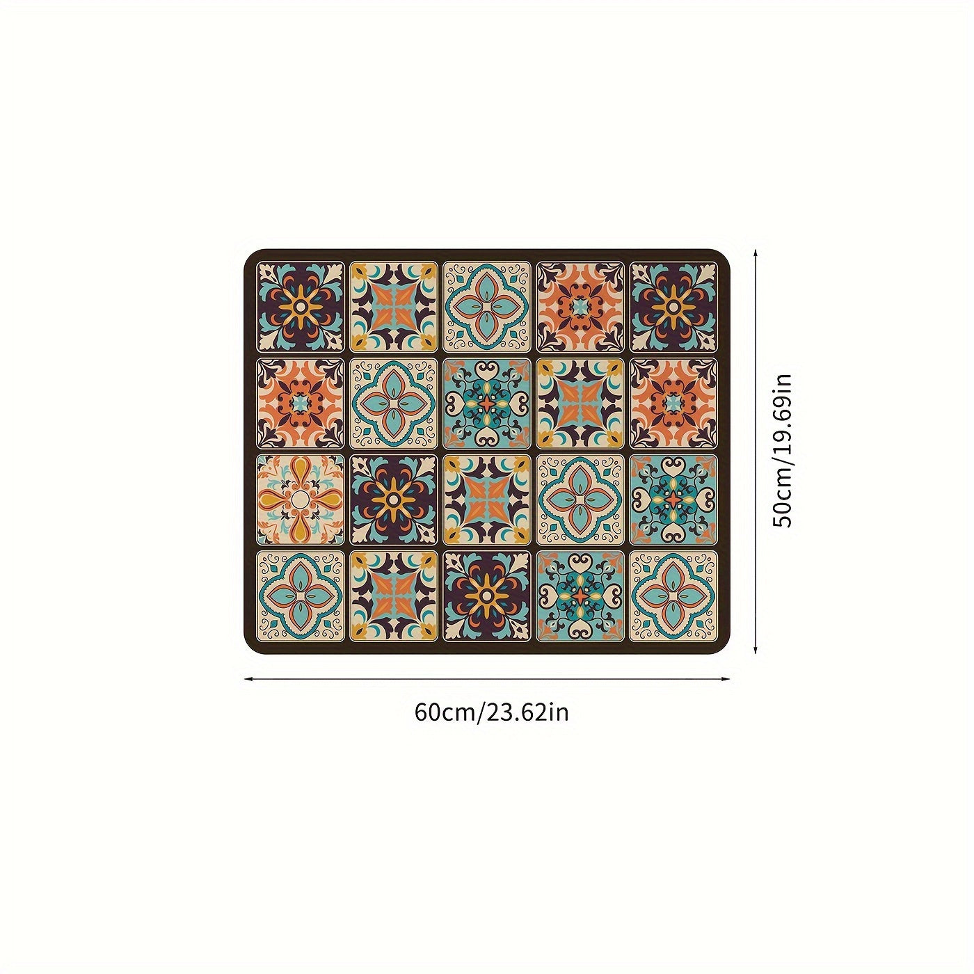 Vibrant Retro Mosaic Washing Machine Cover - Waterproof & Durable Diatomaceous Earth Material, 59.99cm X 50.01cm, Colorful Floral Patterns, Ideal for Kitchen Or Laundry Room Deco