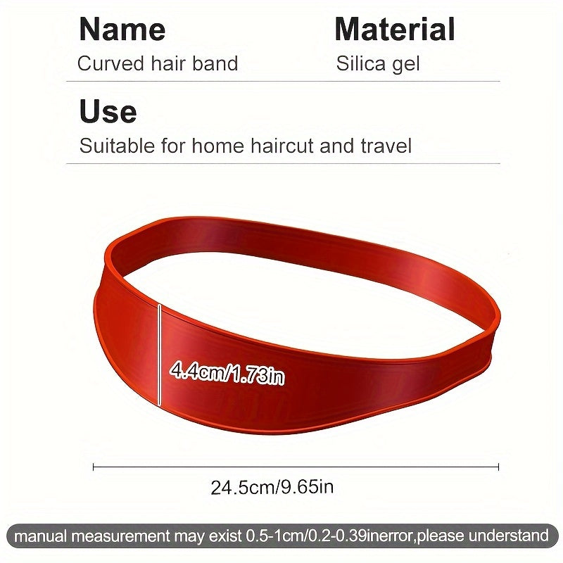 3 Colors Men's Silicone Haircut Band - Flexible, Curved Hair Trimming Guide for DIY Home & Travel Use, Soft Grip Hair Styling Tool Hair Care Accessories