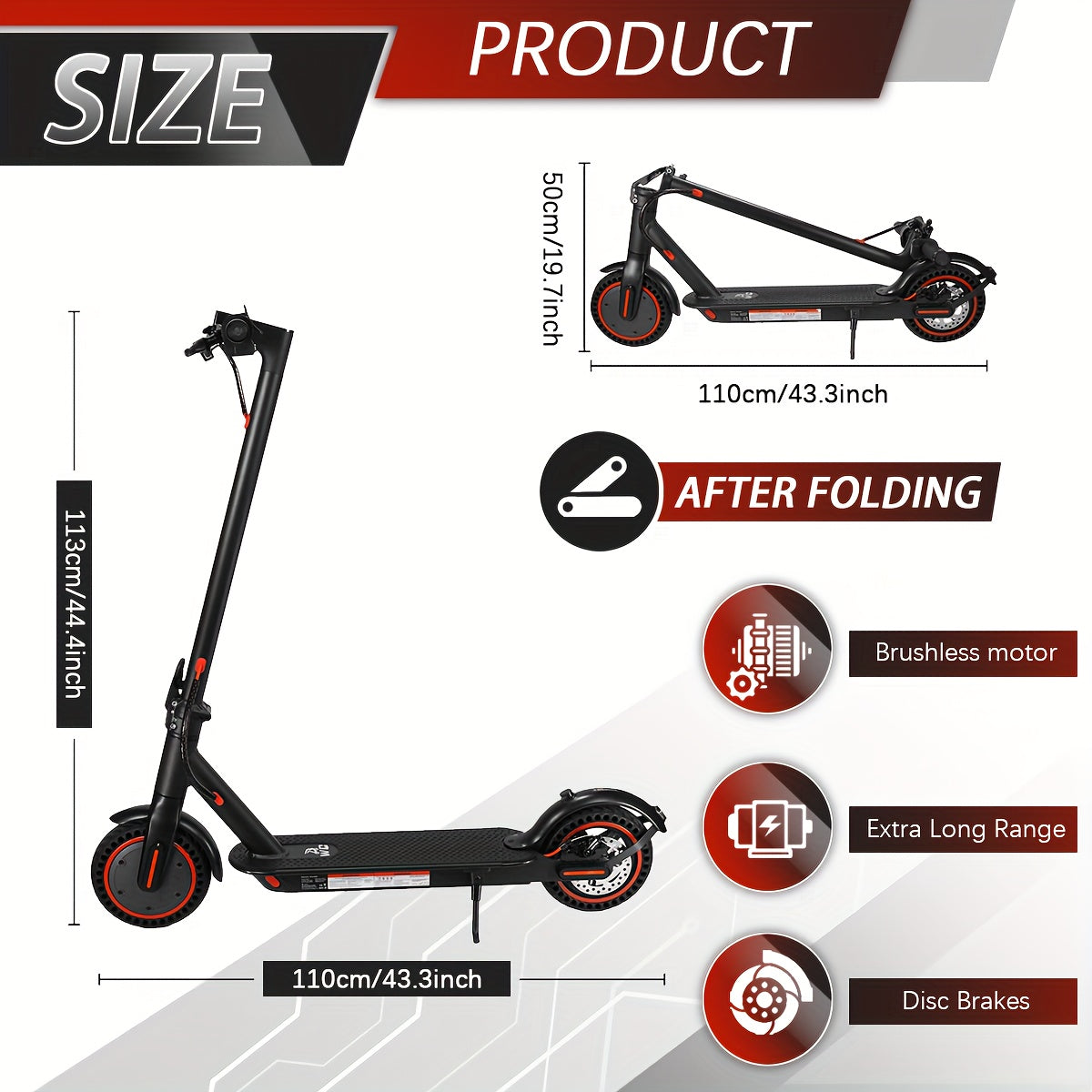 8, 5-inch Adult Folding Electric Scooter With LED Display Screen, Motor Power Range Of 350W, A-grade 10, 4Ah Lithium Battery, 3 Speed Modes, 15-30 Mile Range And 120kg Load, With Car Lock
