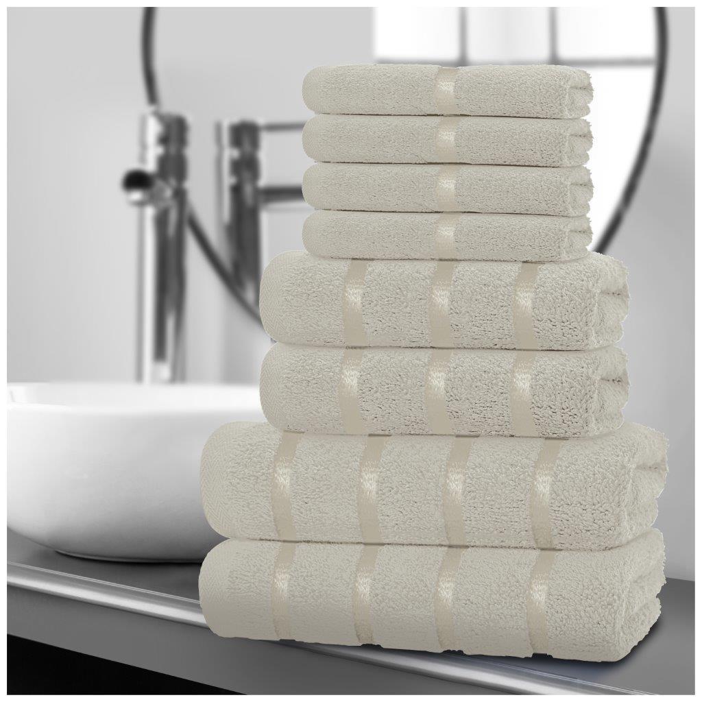 8pcs Egyptian Luxury Cotton Towel Set | Quick-Drying & Highly Absorbent | Includes 4 Face, 2 Hand, 2 Bath Towels | Sophisticated Boston Design | 15 Elegant Colors | Machine Washable