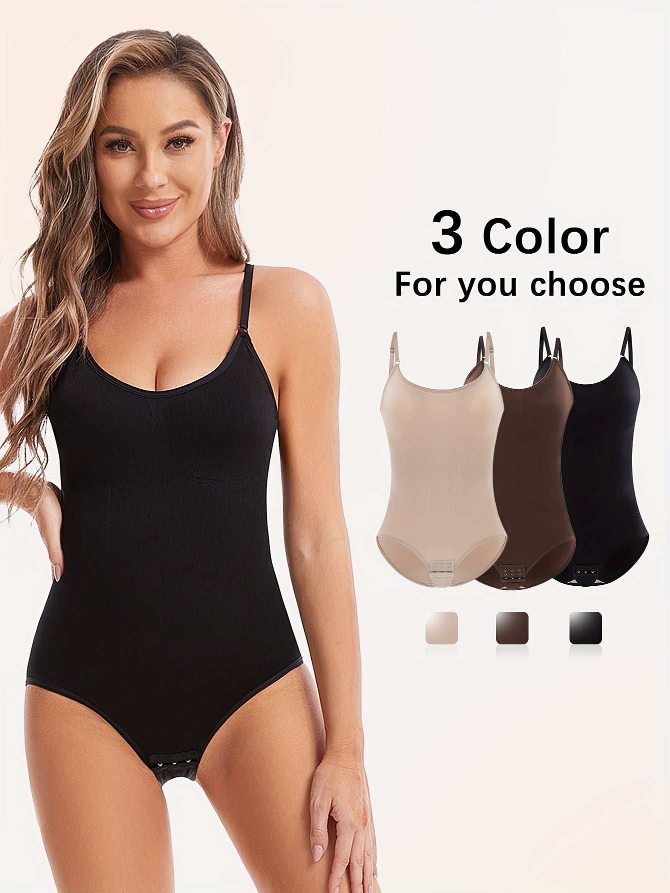 For Curvy Ladies 3 PCS SET  XL-3XL UK ( 18-24) Plus Size Seamless Triangle Bodysuit Shaping Underwear with Adjustable Straps, Tummy Control, Butt Lifting Effect, and Front Snap Closure