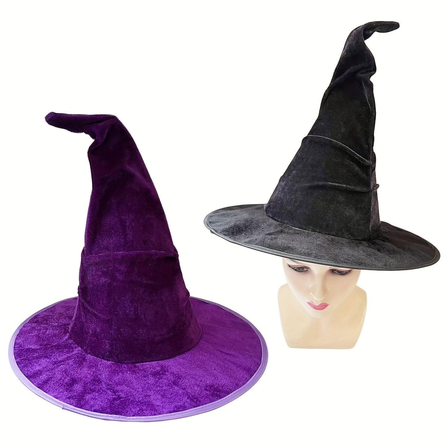 Witch Velvet Hat Halloween Party Hat Mystery Black/Purple Witch Hat Carnival Wizard Hat Hair Accessory Family Gathering Birthday Party Hat Black Wizard Costume Accessories Event & Party Supplies