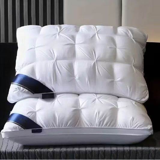 2 PCS Set *Five Star Luxury Hotel* Quality Pillows, White/Gray Color Deep Sleeping Pillows - Indoor Ergonomic Neck Pillow - Deep Sleep Design, Large Size Perfect for Home-750/1500g
