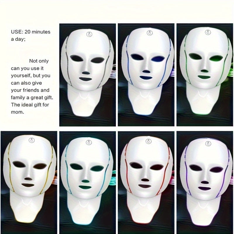 7-Color Multifunctional Portable Facial and Neck Mask Machine | USB Charging, 600mAh Rechargeable Battery, Touch Screen, Wireless, Reusable, Suitable for Both Men and Women, Ideal for Home and Salon Use, Perfect Valentine'S D