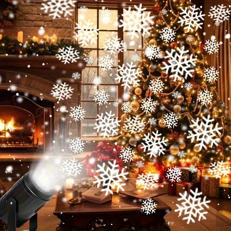 Snowflake Projection Lamp- USB-Powered Winter Wonderland Lighting with Falling Snowflakes Effect, for Home, Christmas, Weddings, Parties- LED Floor/ Ceiling Decoration, Christmas Light Decor, Decorative Lighting Piece, Highpr