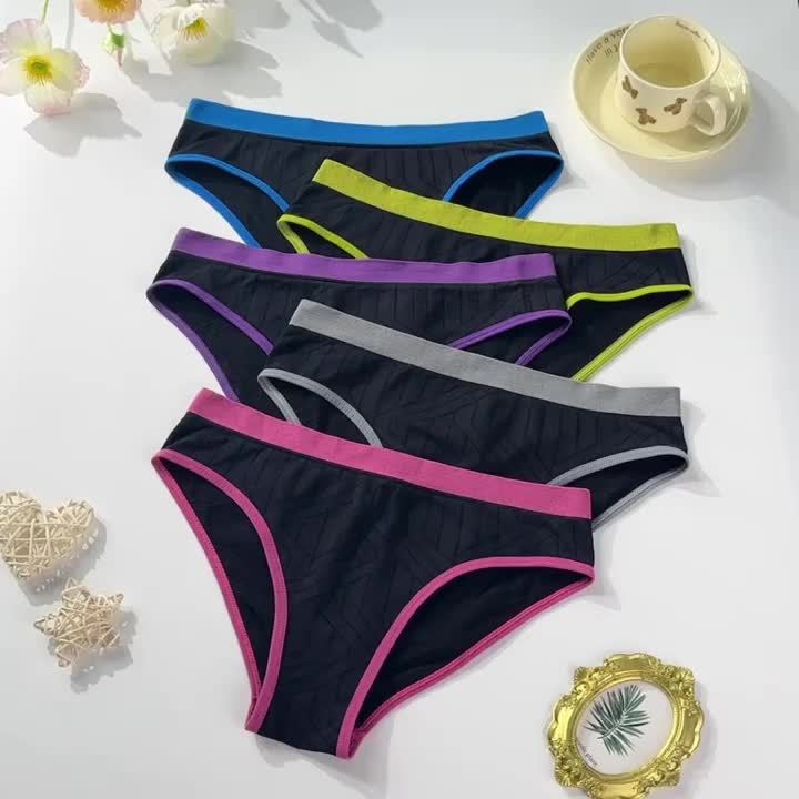 10 PCS Set Women's Elegant & Breathable Yoga Briefs - Soft Stretchy Fabric, Mid-Rise, Color Block Design, Perfect for Yoga, Running & Fitness, Seamless, Non-See-Through, Comfortable Women's Briefs | Seamless Design | Soft Fa