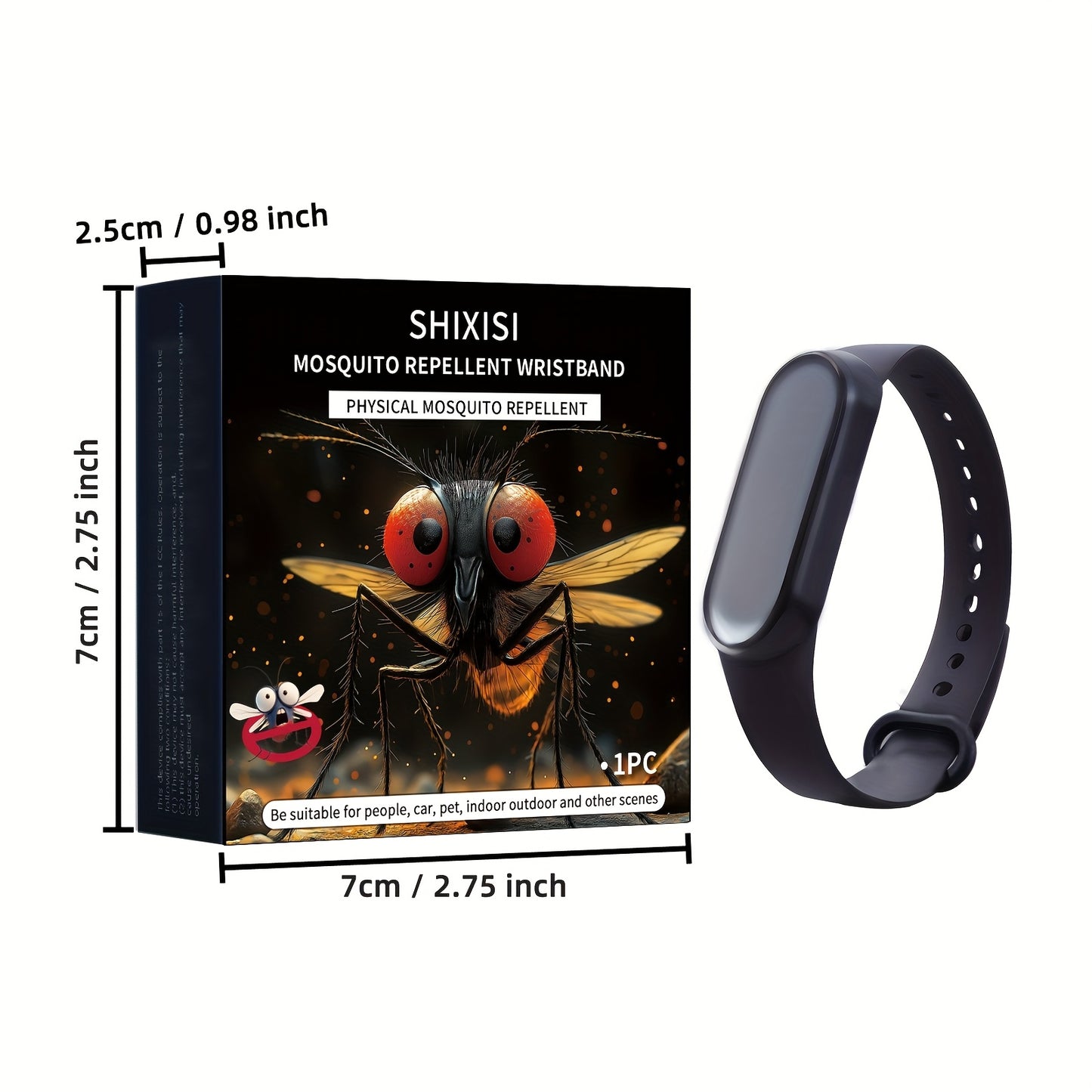Electronic Mosquito Repellent Bracelet, Black, Fishing Mosquito Repellent, Comfortable to Wear, Physical Mosquito Repellent, Chemical-Free, Fashionable and Versatile, Unisex, 1 Piece