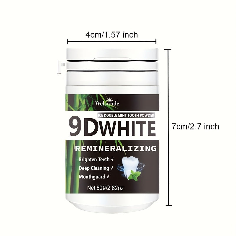 9D White Bamboo Charcoal Mint Tooth Powder | Teeth, Deep Cleaning, Natural, Fresh Breath, Ideal for Oral Health & Gift for Women Men, Breath Freshener, Toothpaste, Daily Life