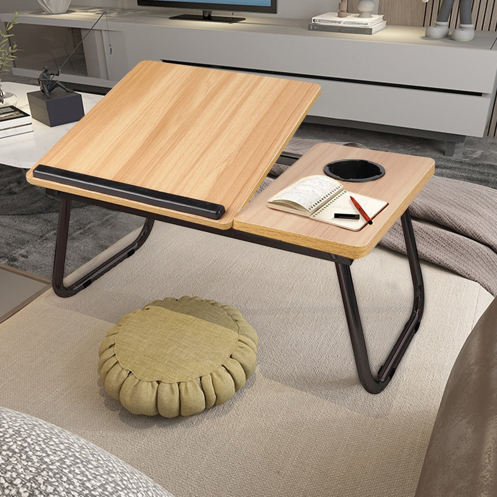 Laptop Desk Laptop Bed Table with Foldable Legs and Cup Slot, Reading Holder Notebook Stand with Adjustable Height Angle, Laptop Bed Tray for Bed Sofa Breakfast Work Study Reading