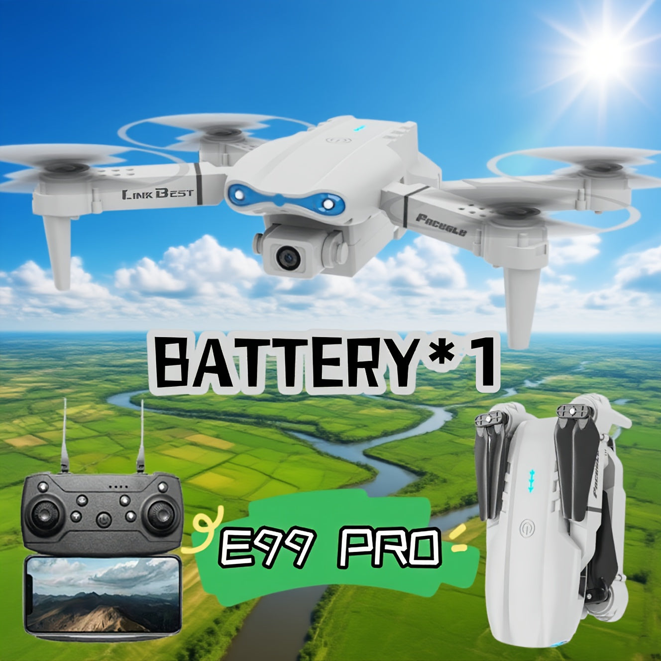 E99-PRO Folding Drone with Remote + Storage Bag Features Dual Cameras, 360° Flipping, And Optical Flow Hovering Capabilities, Making It Ideal for Aerial Photography Enthusiasts And Outdoor Adventurers. Its Convenient Design