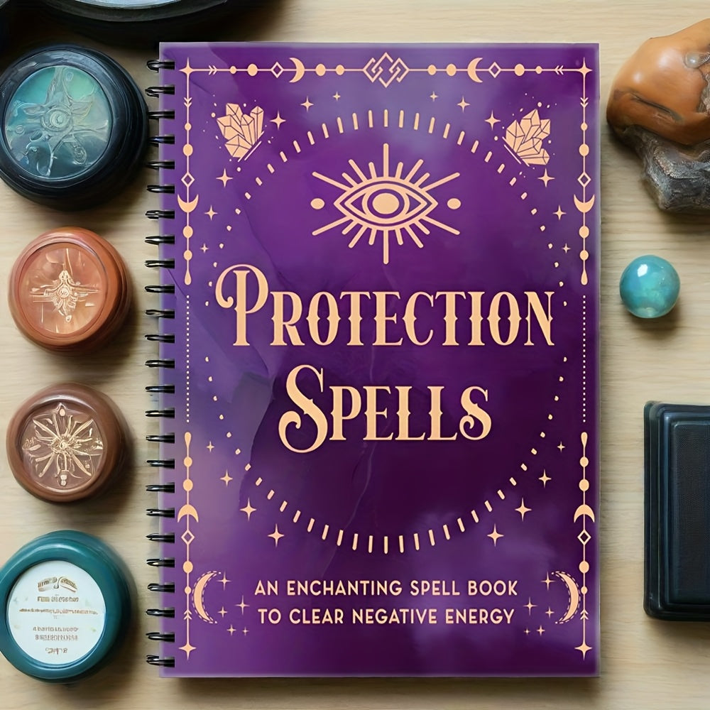 112 Pages English Language Black Magic Handbook with Ritual Oil Recipe and Spell Book, Clearing Negative Energies, Designed for Witch and Pagan Practices, Spiritual Growth Book using Pinecones, Crystals, English coil book