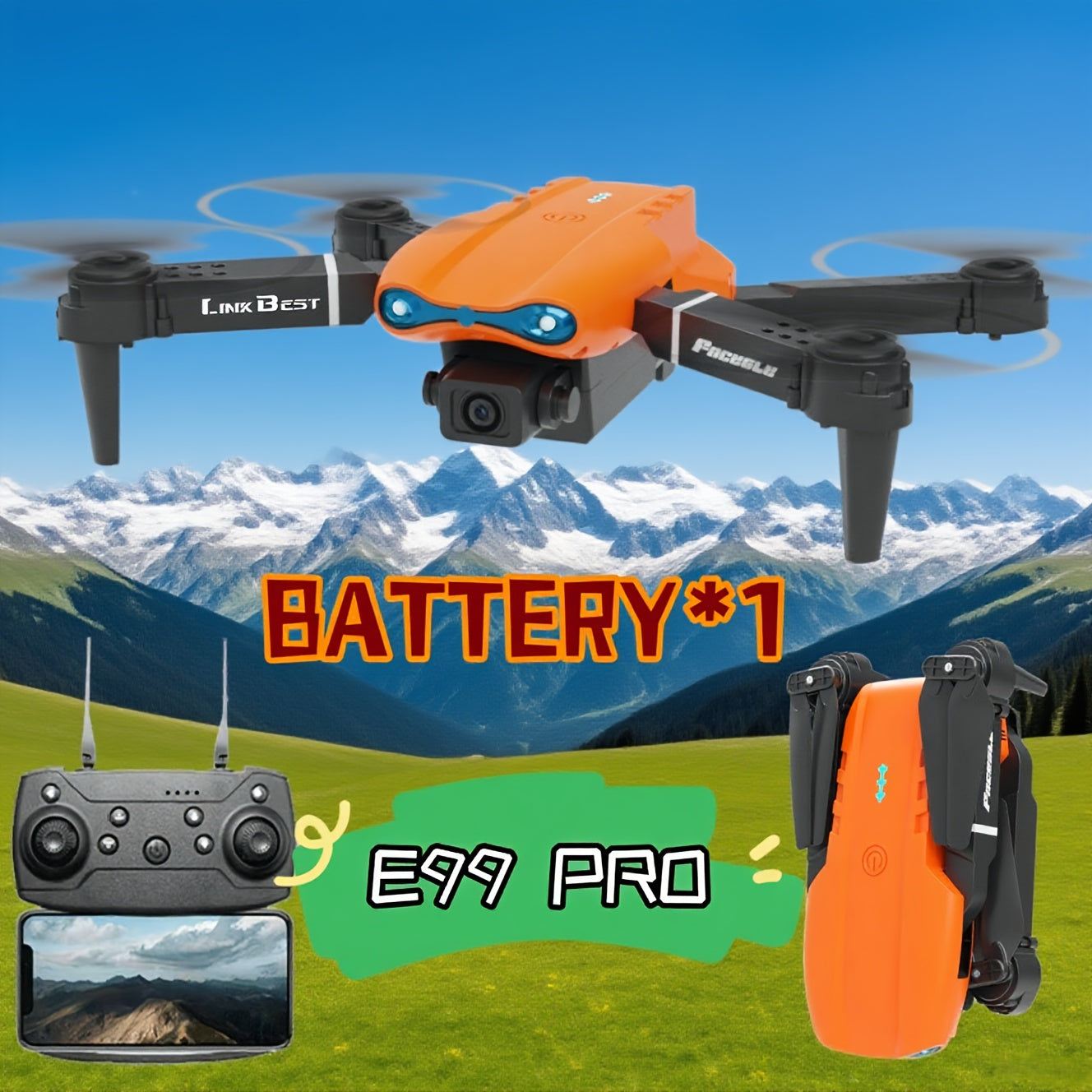 E99-PRO intelligent Drone + 3 Battery Set , Dual Cameras, Optical Flow Hover, 360 ° Flip, Folding Design, Perfectly Capturing Every Touching Moment, with Simple and Convenient Operation