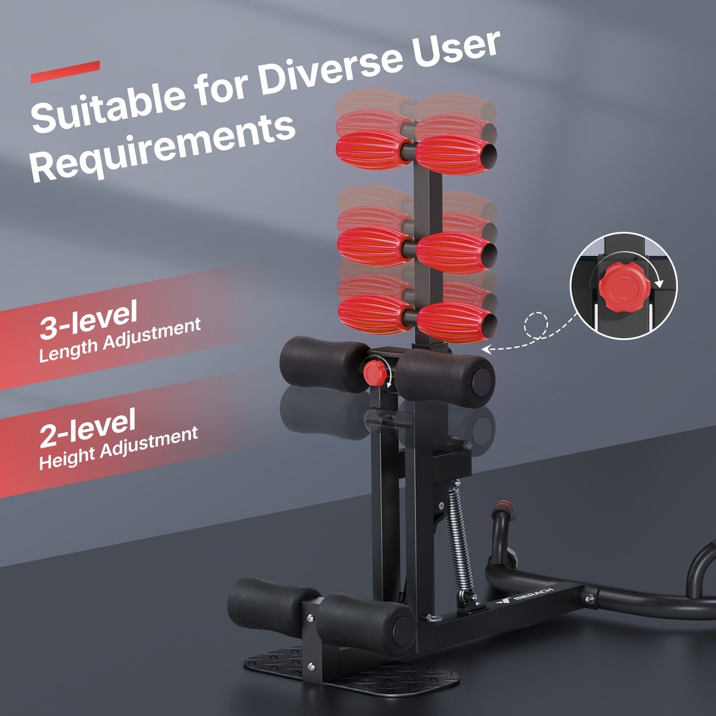 Home Gym  Women Men Training Squat Machine Adjustable with 3-Level Resistance, 136.08KG Weight Capacity, Safe & Easy-to-Use Squat Trainer Suitable for Fitness, Strength Training, Knee/Back, Compact (No Electronics)