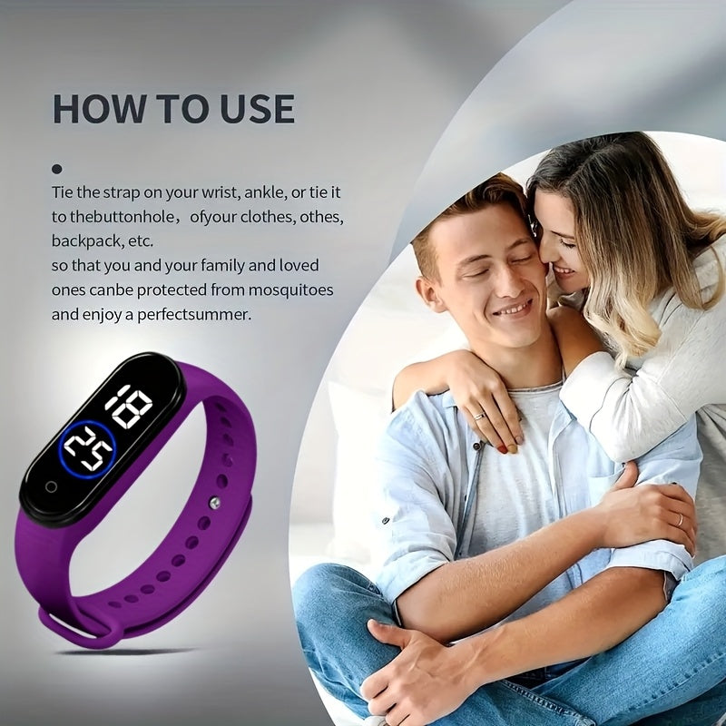 4 PCS Set Household Insect Proof Electronic Watch, Women's Insect Bite Proof Watch, Outdoor Women Men's Mosquito Interference Watch, Summer Mosquito Proof Comfortable to Wear, Non-Toxic and Odorless