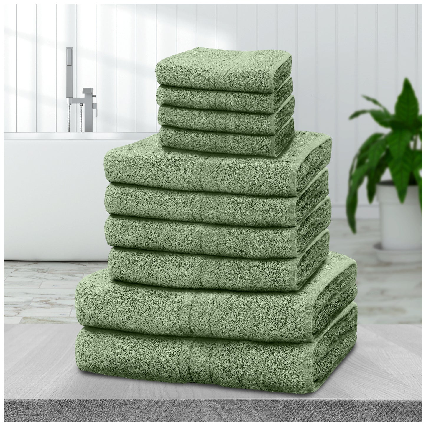 NEW 10 PCS Set 14 Colors Pakistani  Towel Bale Set | Luxurious 100% Cotton Towels Family Pack | Quick-Drying, Highly Absorbent & Ultra-Soft Fabric | Includes 4 Face Towels, 4 Hand Towels, 2 Bath Towels Ideal for Home, Gym, Sp