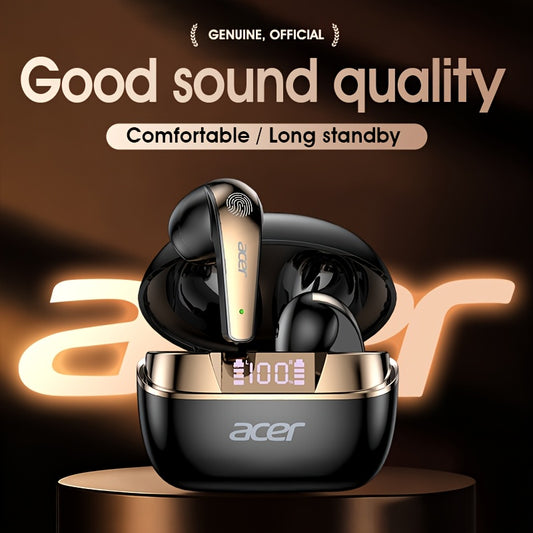 [ Original Genuine Acer Brand]  Wireless Earphones, Charging Case Hi-Fi High-Definition Decoding, 3D Surround Sound, Large Diaphragm Bass Enhancement, LED Digital Display, Call Noise Reduction, 20h Long Standby, Comfortable I