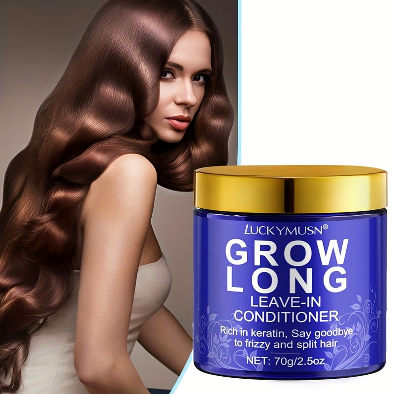 NEW Grow Long Leave-In Conditioner - Deep Moisturizing Keratin for Dry, Damaged, Frizzy & Split Ends, Argan Oil & Aloe Vera, Refreshing Oil Control, 70g/2.5oz, Unisex for All Hair Types, Hair Conditioner, Sleek Haircare, Plan