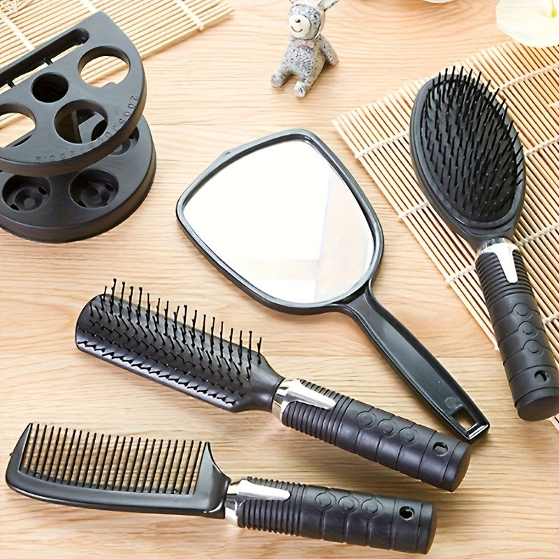 4- PCS Hair Comb + Mirror + Stand Set, Professional Salon Hairdressing Brush Set, Salon Hair Styling Tools, Unisex Grooming Combs Women Hair Care Tools Sets