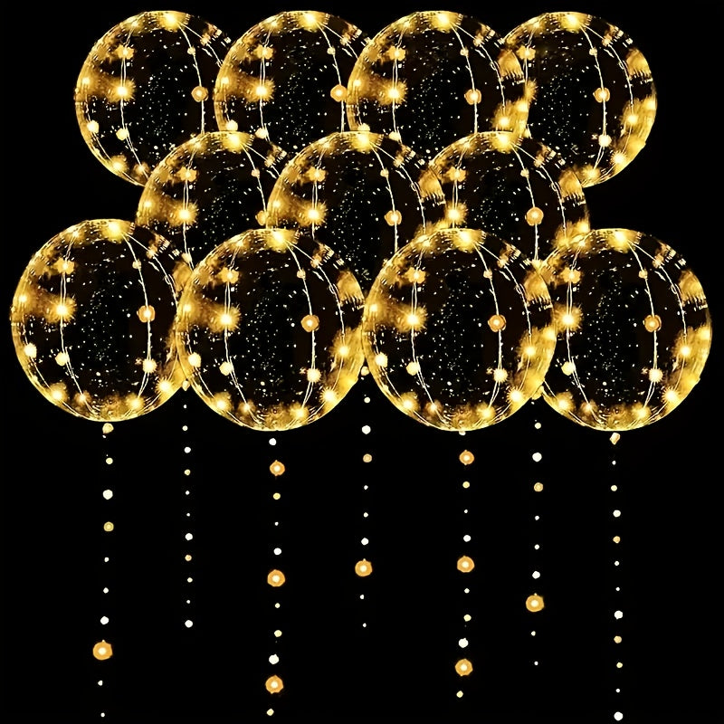 25PCS Set  (10 String Lights + 15 Balloons) Transparent Glitter Bubble Decorations, Suitable for Weddings, Engagements, Christmas, New Year, and Valentine's Day - Battery Operated (AA Batteries Not Included)