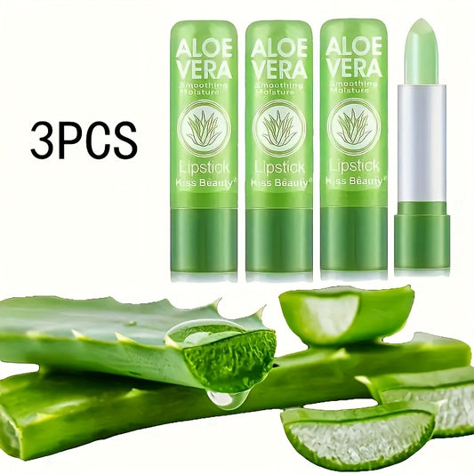 3 PCS Set 24-hour Long-lasting Color-Changing Lip Balm, with Magical Lipstick Effect, Greek Plants Natural Aloe Vera Lip Balm Personal Care Supplies