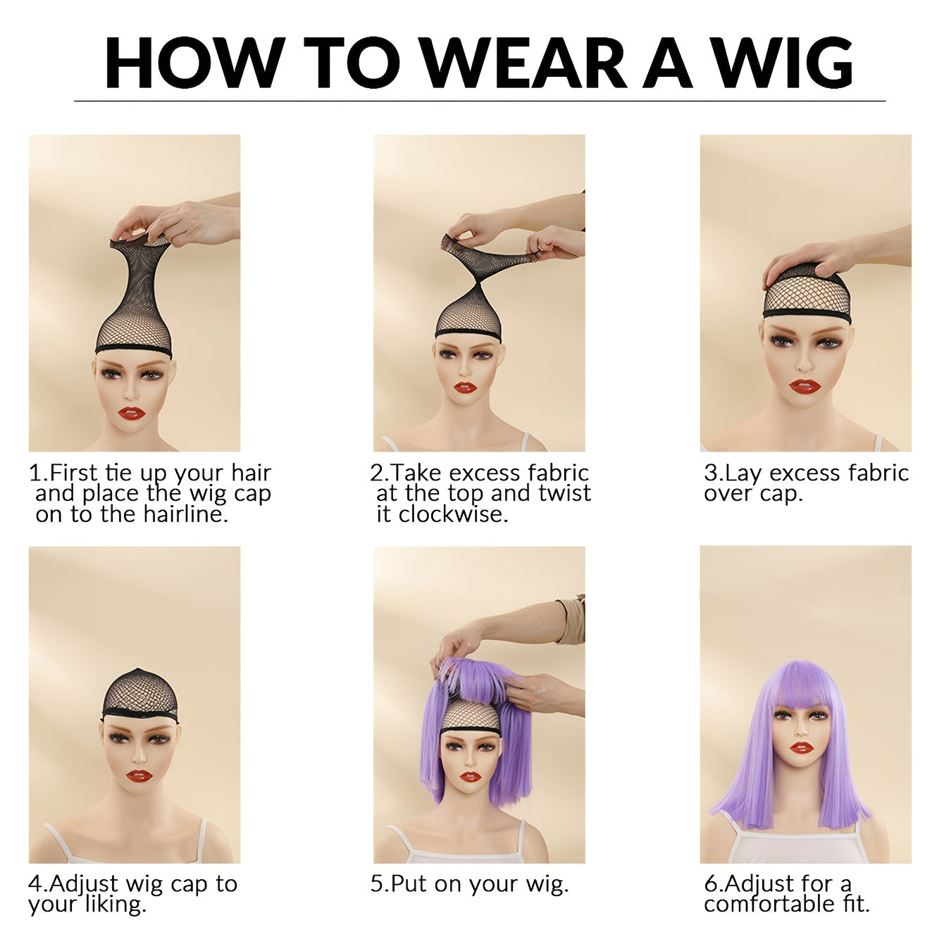 Bob Wigs with Bangs, Straight Hair Shot Wigs, Heat Resistant Fiber Synthetic Wigs for Women Daily Use, 30.48 cm, Unisex-adult, Rose Net Cap, 100% Density, High Temperature Fiber