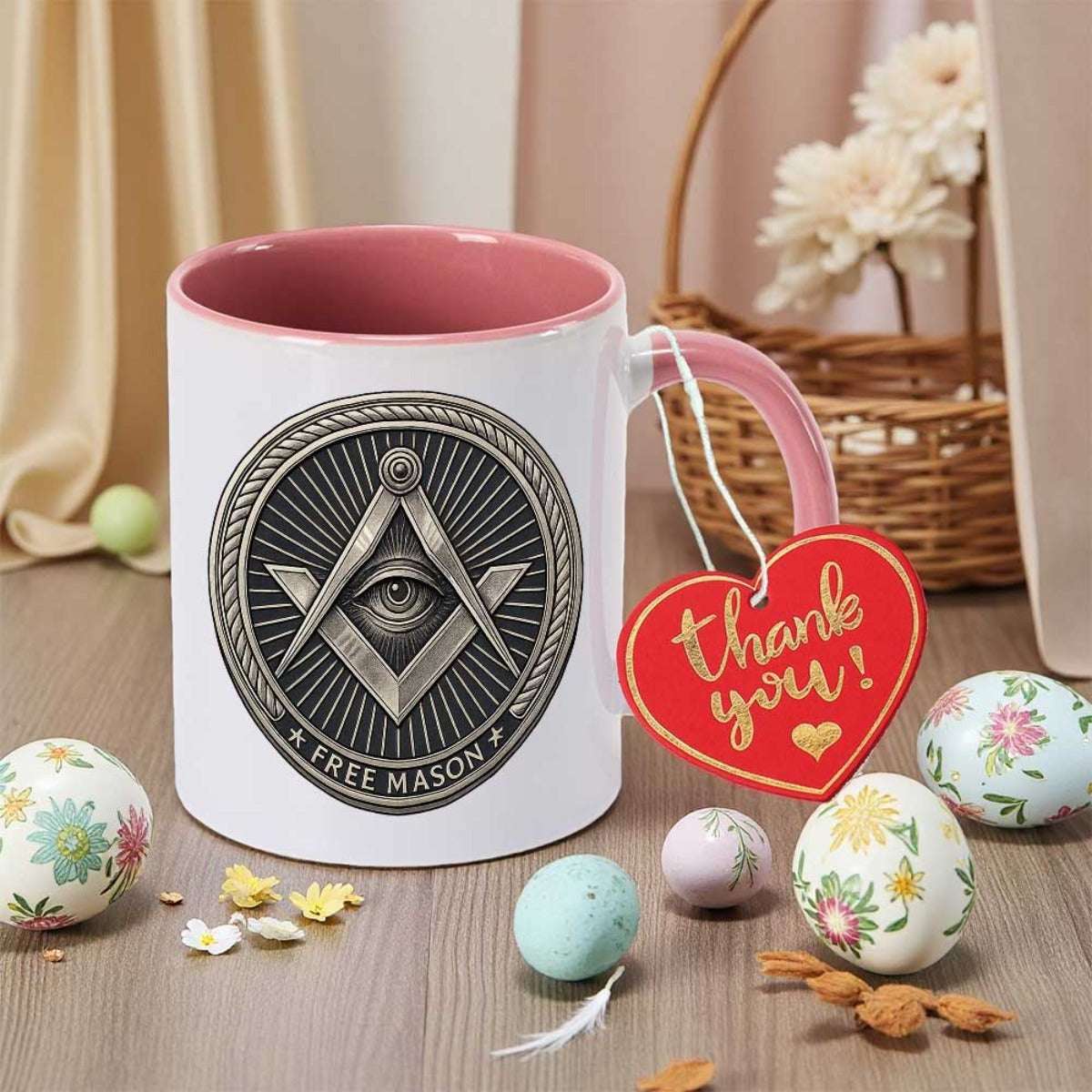 Hot Selling Secret Society 7 Colors Mug Office Water Ceramic Cup Coffee Cup Kitchen Household Cup Masonic Freemason Illuminati All Seeing Eye Symbol Pink Lightweight Buckle Closure