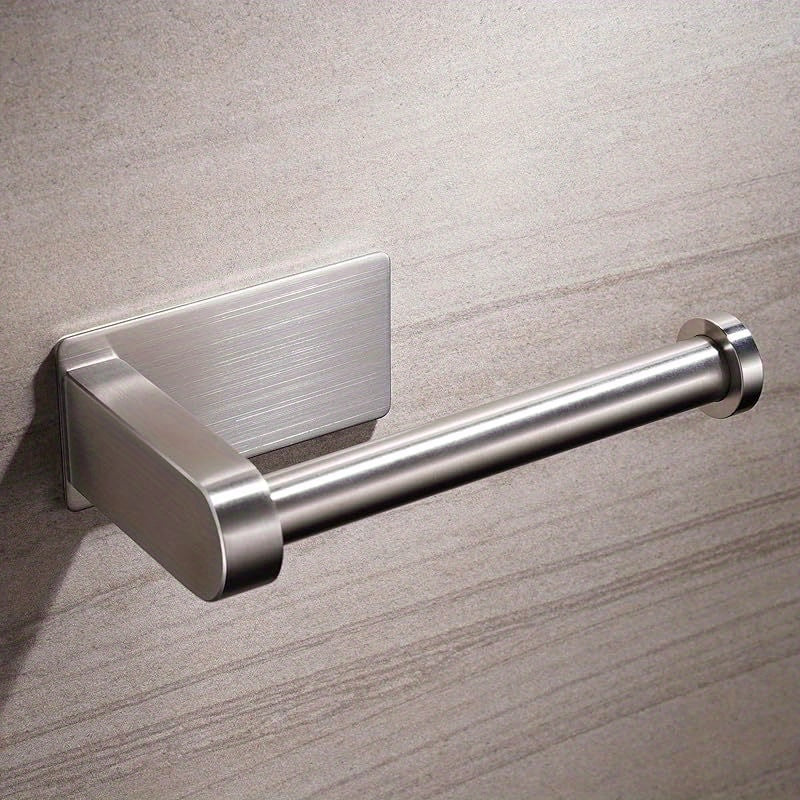 Stainless Steel Toilet Paper Holder - No Drill Self-Adhesive Freestanding Bathroom & Kitchen Roll Holder with Brushed Finish, Durable Rust-Resistant Design for Easy Installation, Modern Minimalist Style, Toilet Paper Storage,