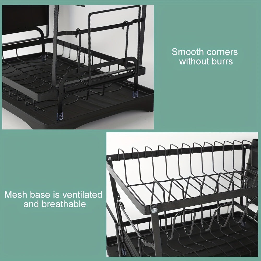 NEW 2/3 Tier Kitchen Sink Dish Drainer Rack With Drip Tray Cutlery Holder Plate Stainless Steel Rack