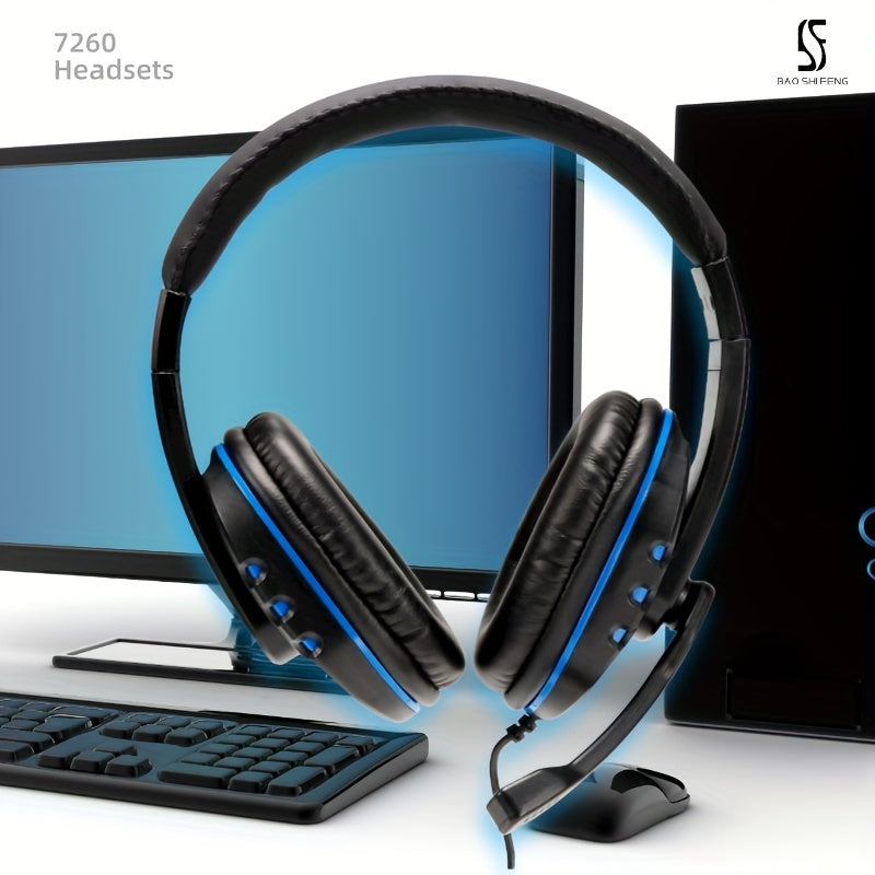 Wired Over-Ear Headset with Microphone for Work Meetings, Study Recording and Gaming Entertainment - Compatible: PS4/PS5/Xbox One/SWITCH / Mobile Phones & PC Tablets etc., comfortable to wear clear call, Lightweight Headphone