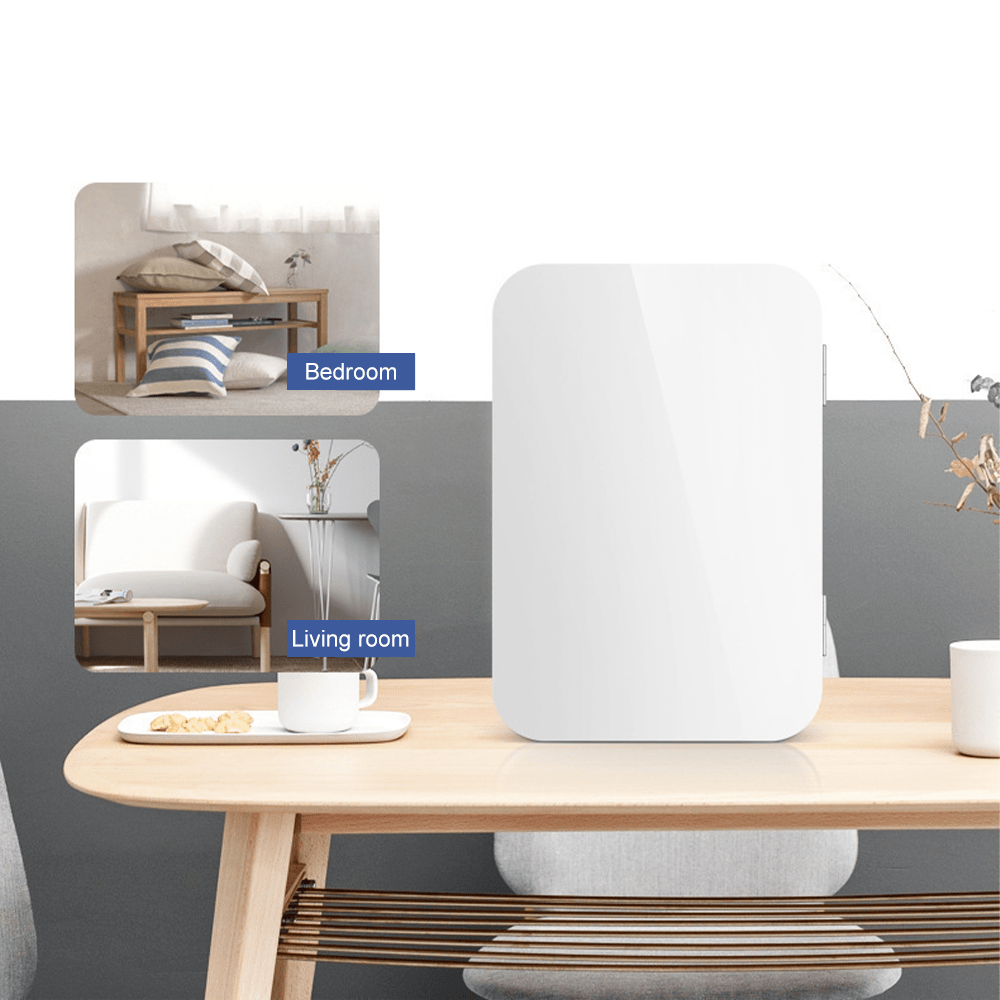 NEW Fridge With Dimmable LED Light Mirror, 8L Makeup Mini Fridge For Bedroom, Office & Dorm, Cooler & Warmer, Portable Small Refrigerator Food, White Travel Car Camping Refrigerator