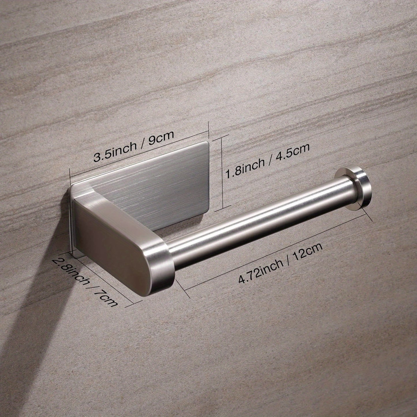 Stainless Steel Toilet Paper Holder - No Drill Self-Adhesive Freestanding Bathroom & Kitchen Roll Holder with Brushed Finish, Durable Rust-Resistant Design for Easy Installation, Modern Minimalist Style, Toilet Paper Storage,