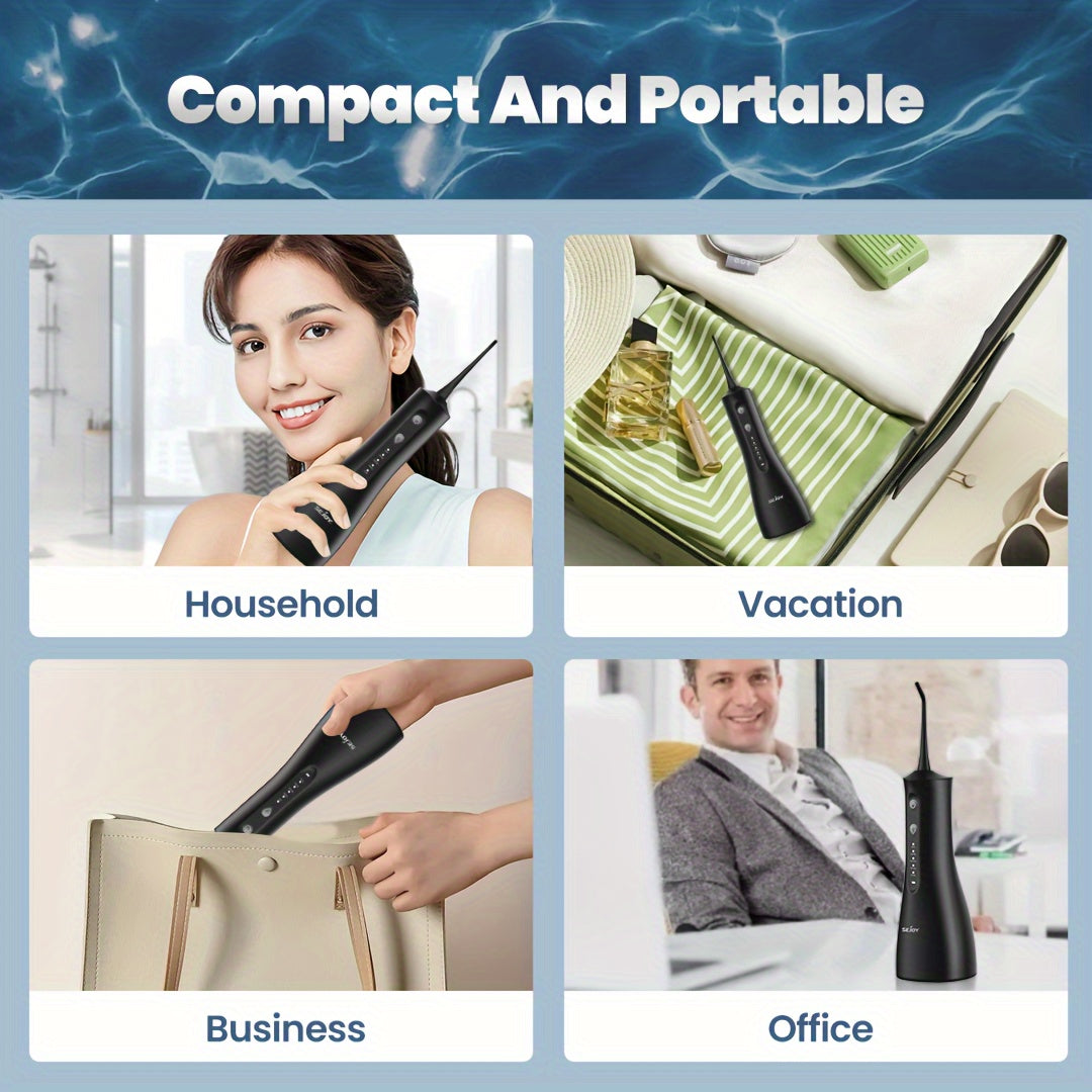 Water Dental Flosser for Teeth Cleaning, Cordless Portable Rechargeable Oral Irrigator, Teeth Deeply Cleaning, 4 Modes 5 Jet Tips Powerful Battery Water Teeth Cleaner for Home Travel