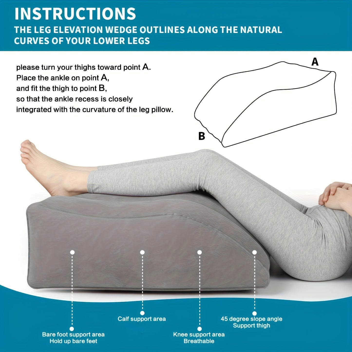 NEW Inflatable Wedge Pillow for Leg & Knee Rest, Soft Support Cushion for Muscle Comfort, Portable Support Pillow for Reading Watching Sleeping Lying Inflatable Feature Pad for Leg Elevation