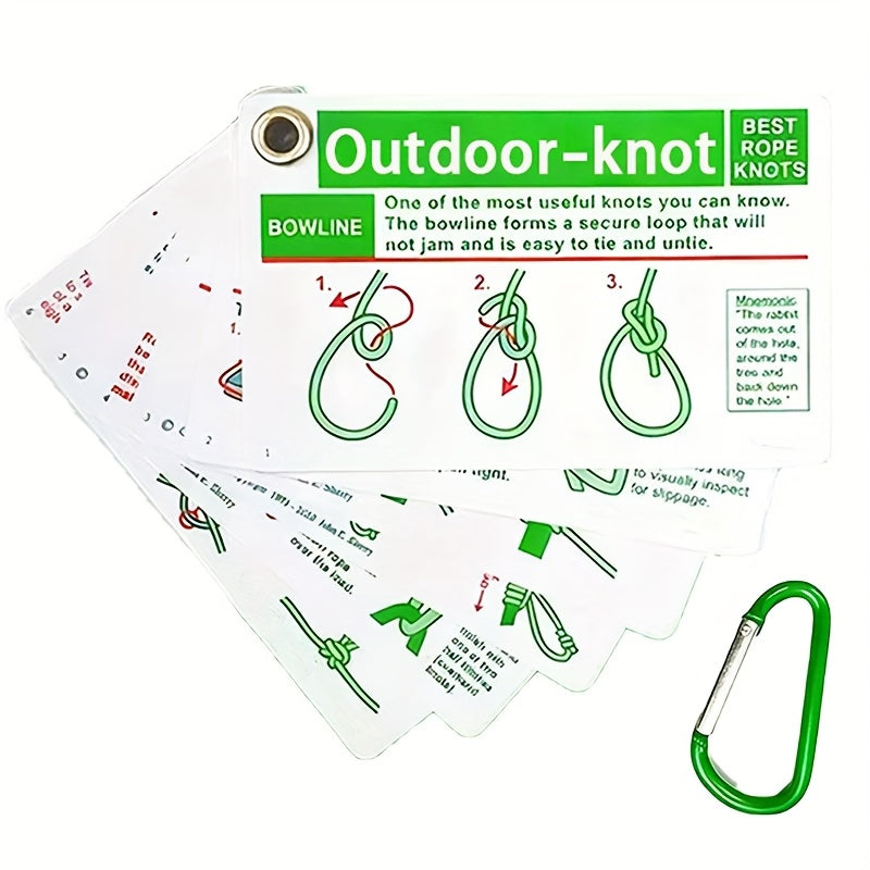 NEW Outdoor Knots Reference Guide - Includes 23 Various Rope Knots, with Mini Storage Clip, Perfect for Wilderness Bushcraft Sports Survival Kit, Kayak Boating, Camping, And Sport Emergencies