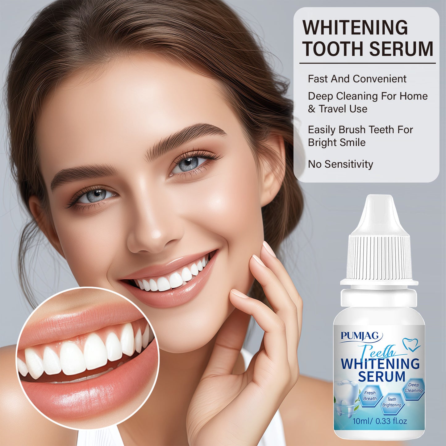 Teeth Whitening Serum, Mint Flavor, Fast Acting Teeth Whitening Serum, Prevents Plaque By Brushing, Deep Cleaning Formula Teeth Whitening Gel, Confidence To Reveal Snowy Teeth, Suitable for Men and Women, 10ml