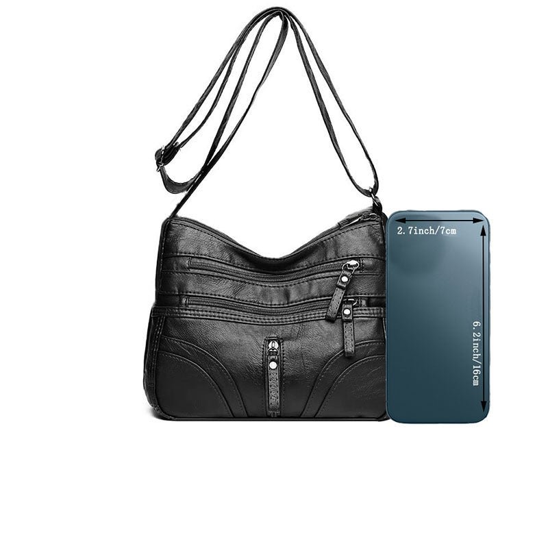 Women's Single Shoulder Bag - Multi-layered New Style Fashionable and Versatile Crossbody Bag for Both Men and Women, Suitable for Casual Use. [The Zipper Direction Is Random]