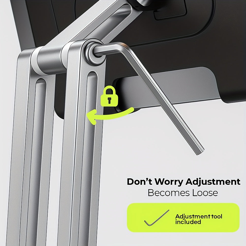 Heavy-Duty 20kg Stable Adjustable Tablet Stand with Rotating Base & Folding Design - Heavy-Duty Iron Construction, 360° Rotating Tablets, for iPad, Phone, Tablet, Laptop, Ergonomic Workspace, Sturdy Build, Office Workers
