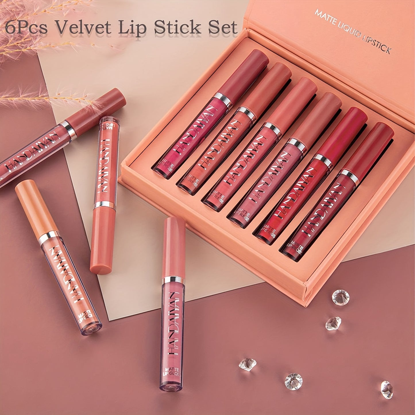 NEW 6 PCS Set Matte Liquid Lipstick - Waterproof Long-Lasting Full Coverage Lip Gloss, Non-Stick Formula with 6 Shades (, Nude, Burgundy, Deep, Plum,) - Lip Tint Kit for  Lips & All Light Types