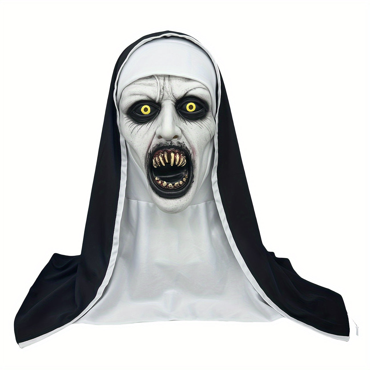 Spooky Nun Mask For Halloween - Synthetic Latex, Hand-Washable, Street Style Horror Costume Accessory