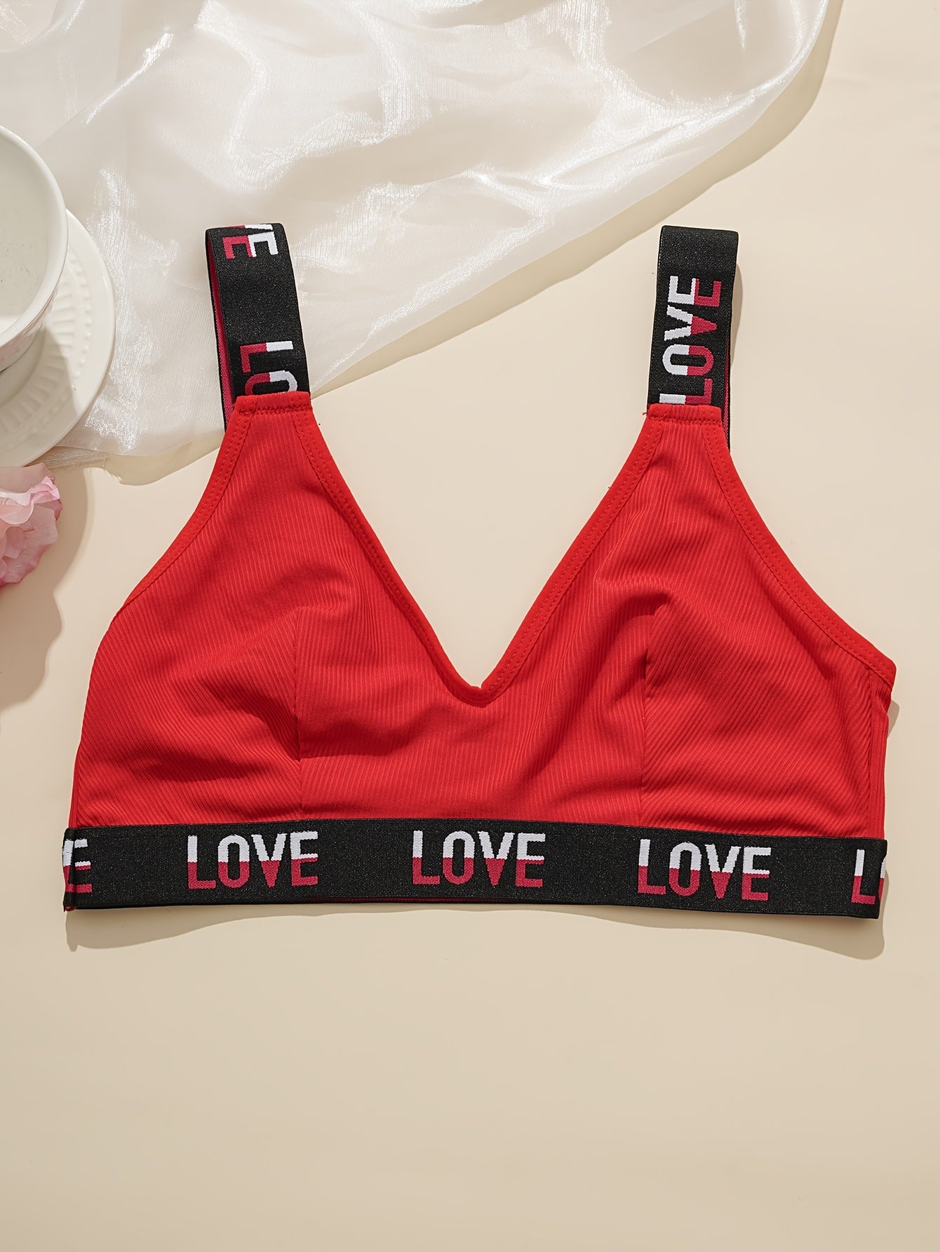 5 PCS Set Comfortable Minimalist Fabric Women's Plus Size Bras | Wireless, Alphabet Pattern, No Padding Tops