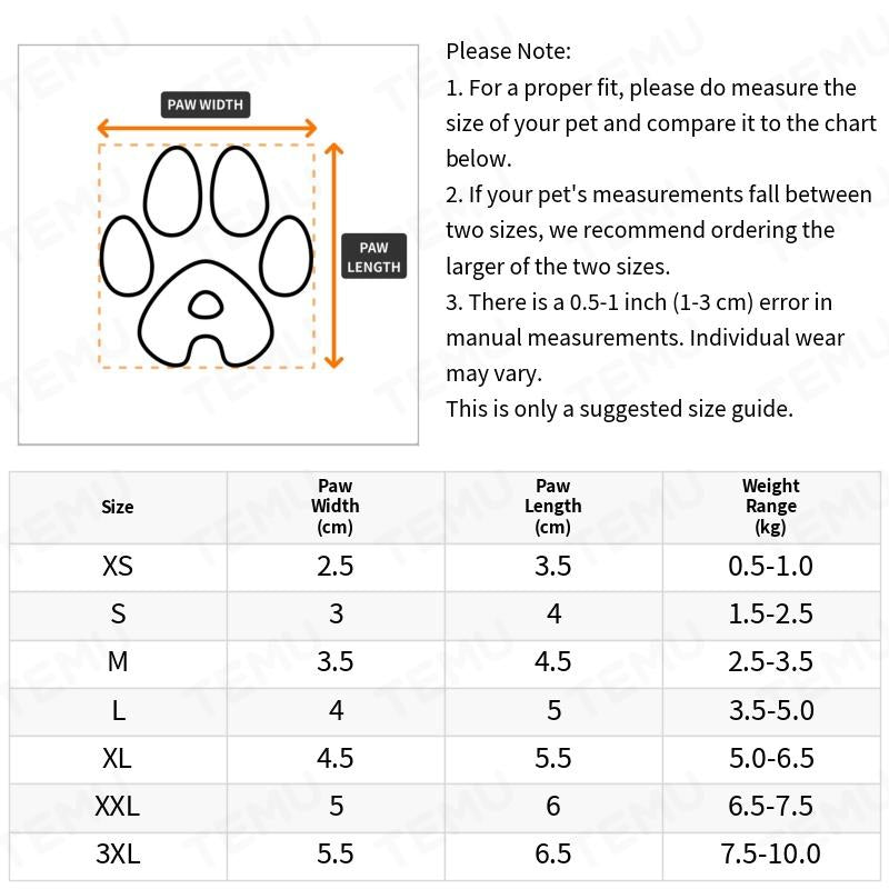 4 PCS Set-XS-3XL Size Water Resistant Rain Snow Protection Dog Shoes For Small Dogs - Protect Your Pet's Paws And Keep Them Dry Pets Apparel Sets Clothing Accessories