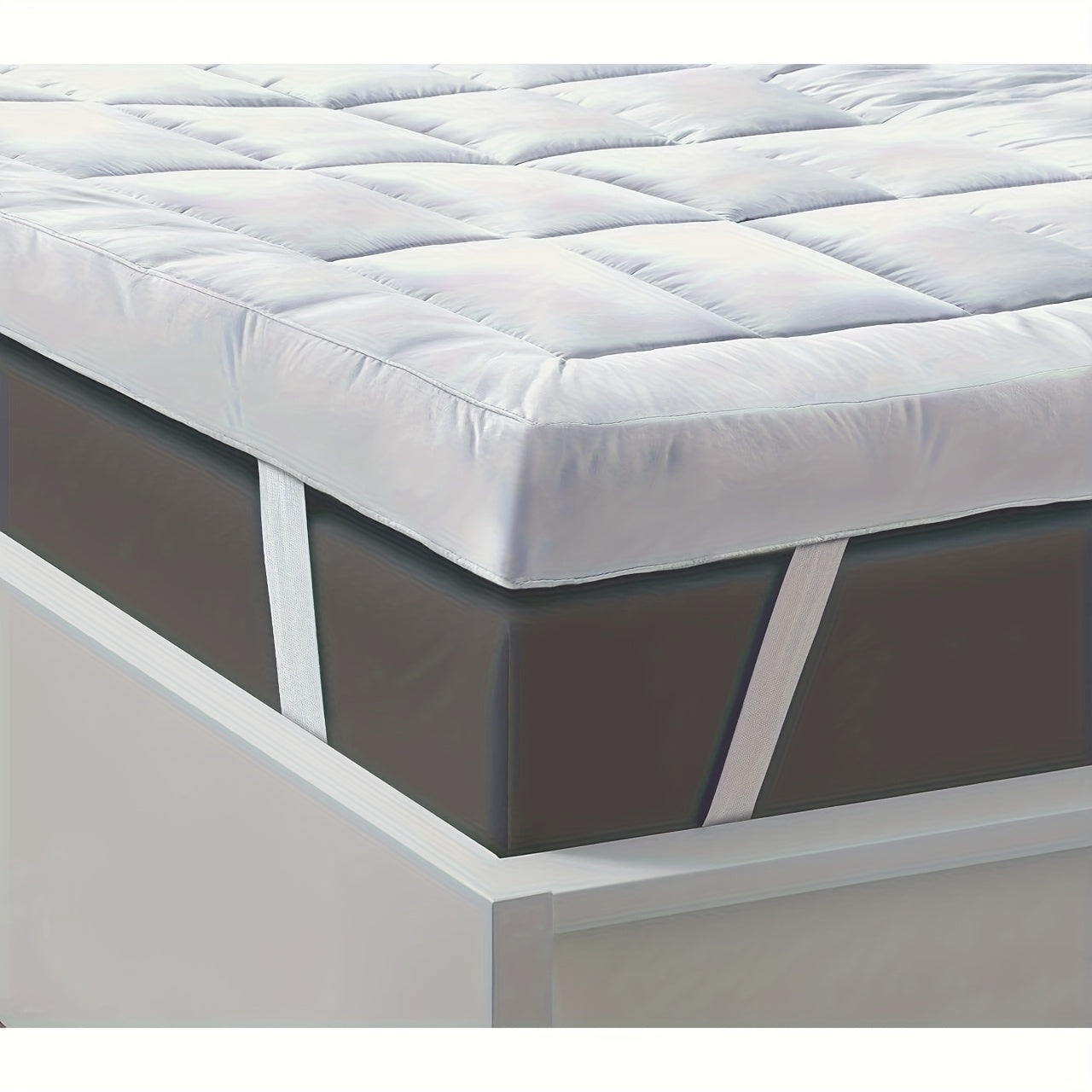 1pc Extra Thick Mattress Topper, Overfilled with 10cm/ 4Inch Microfiber Filling with Deep Pocket, Plush Soft Pillow Top Mattress Topper Anti-Shift & Even Weight Distribution Single/Double/King/Super King All UK Bed Sizes