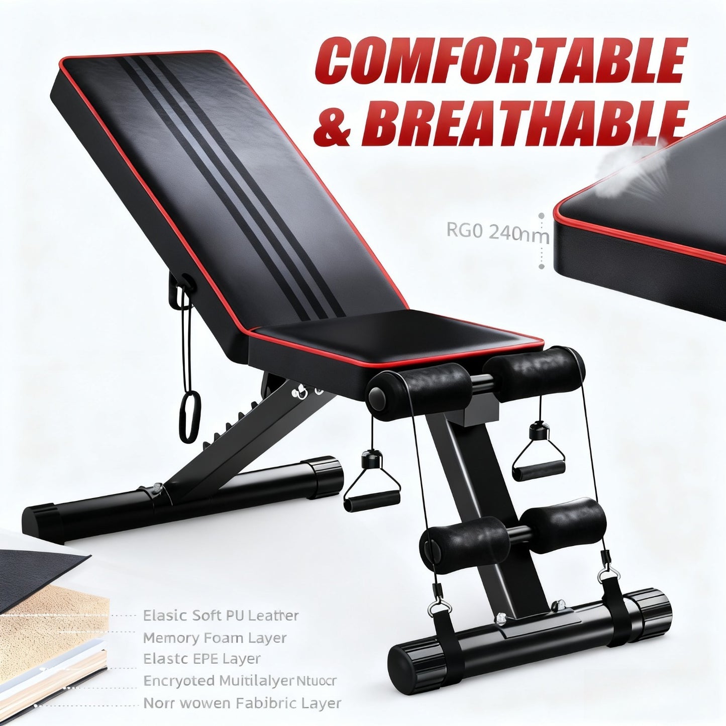 For Home Gym Multifunctional Adjustable Weight Bench - 300kg Capacity, 16-Level Adjustable, Foldable Home Gym Fitness Bench for Dumbbell Press, AB Workout & Full Body Training Sports Supplies