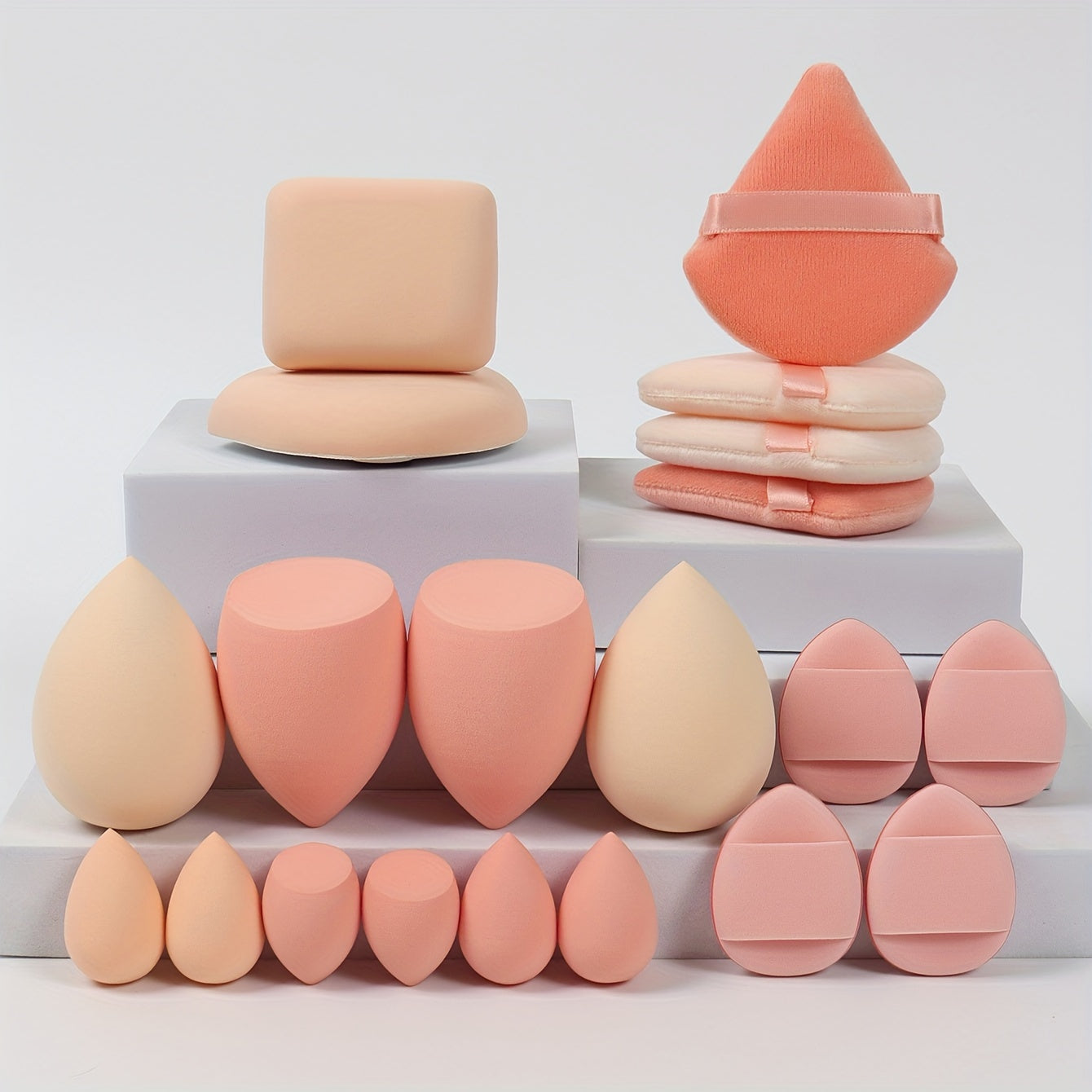 20 PCS Set Marshmallow Set, 2 Cushion Puffs & 4 Loose Powder Puffs & 4 Makeup Sponges & 6 Makeup Sponges & 4 Cushion Puffs, Beauty Makeup Sponge Mixed with Bb Cream, Foundation, Concealer, Especially Suitable for Covering Loc