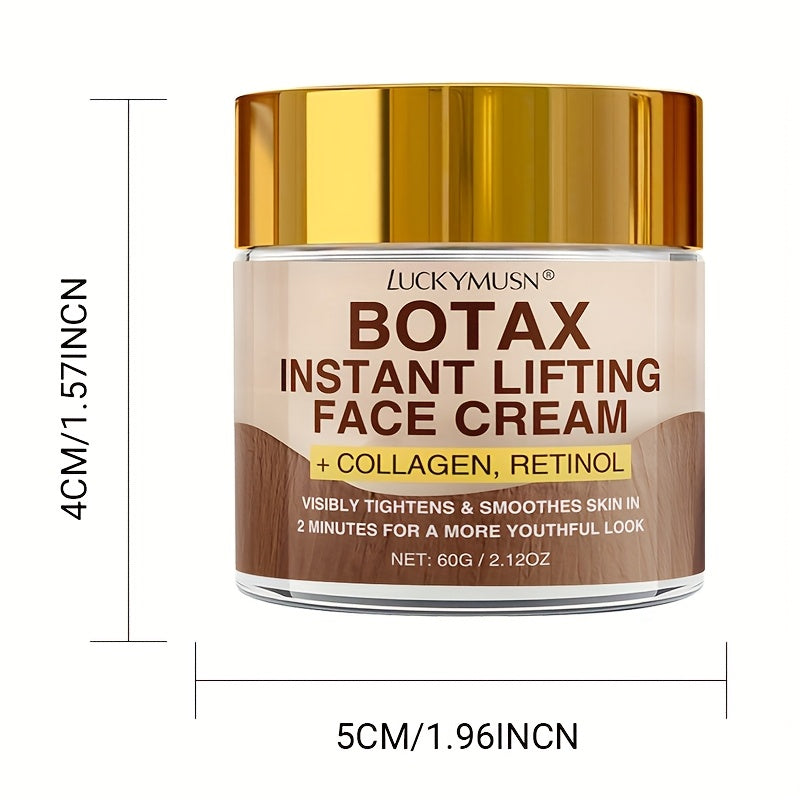 Botax Instant Firming Lifting Moisturizing Cream, Skincare, Improves Skin Elasticity and Radiance, Making Skin Look Younger. It Contains Retinol, Hyaluronic Acid, and Collagen, Non-greasy, 60g/2.12oz. Suitable for All Skin Ty